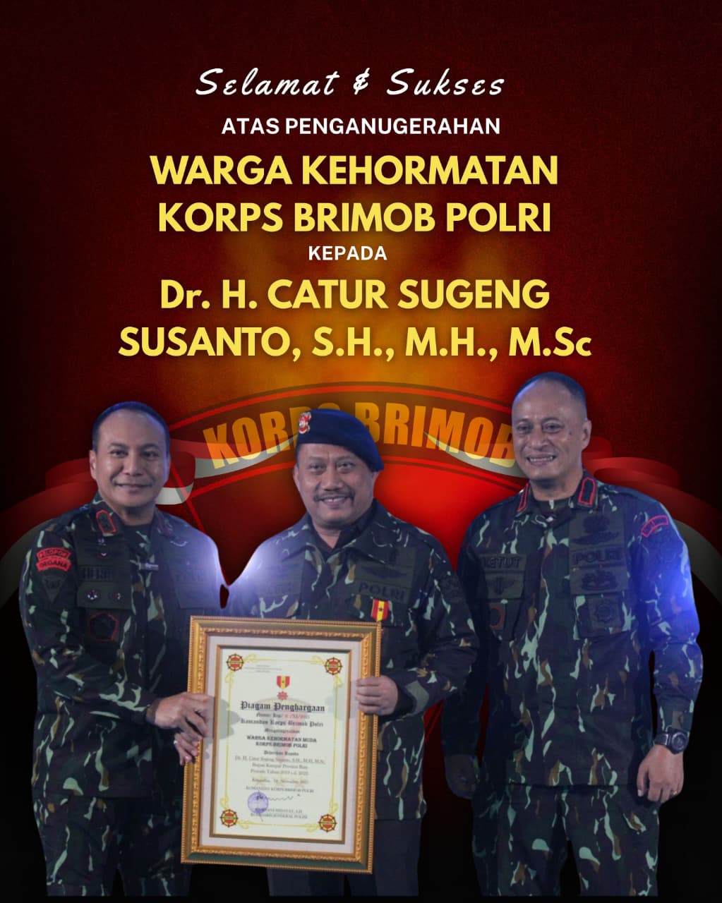 Mantan Bupati Kampar Catur Sugeng Susanto Resmi Menjadi Warga Kehormatan Brimob Mantan Bupati Kampar Catur Sugeng Susanto Resmi Menjadi Warga Kehormatan Brimob