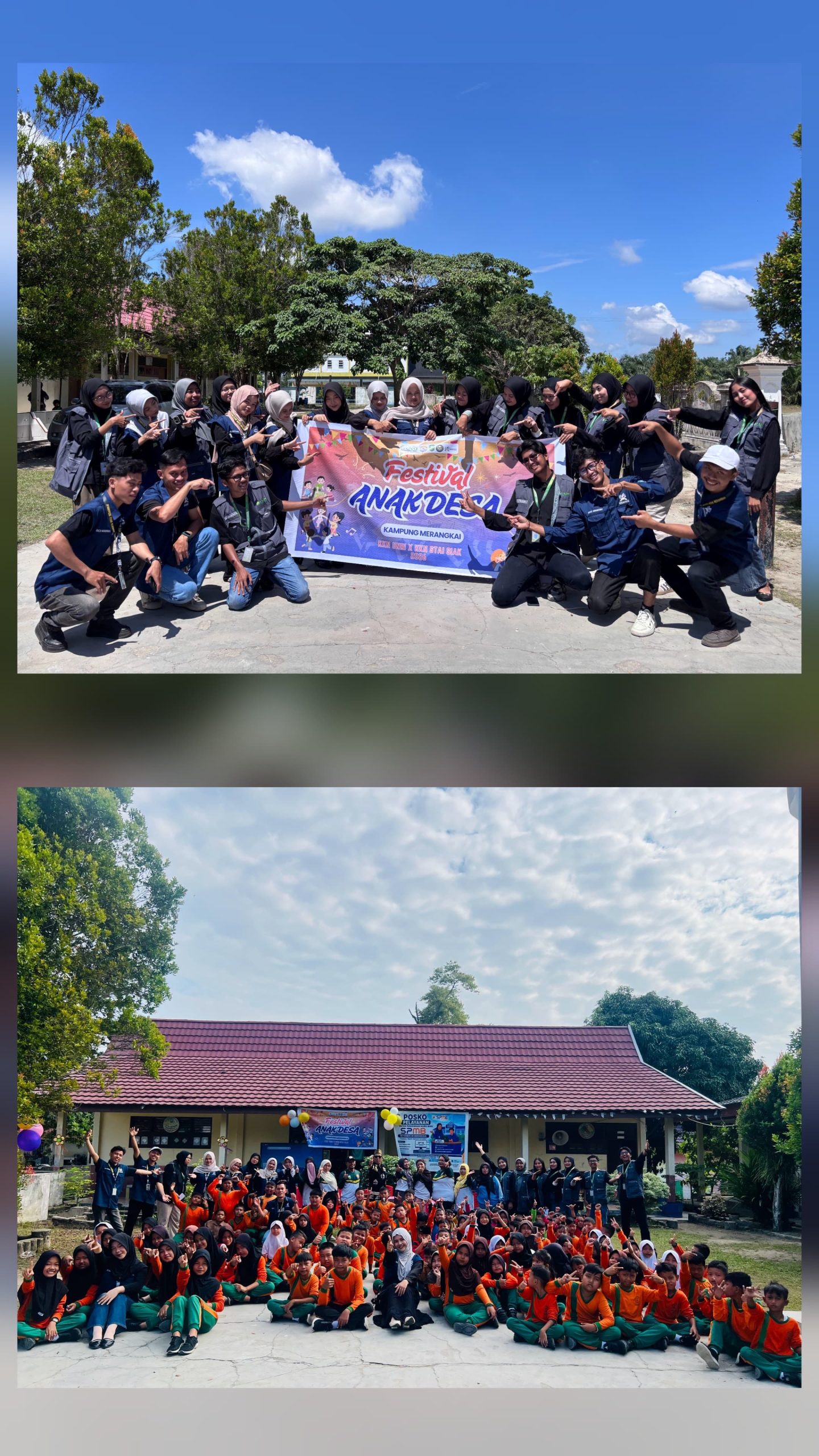 Mahasiswa KKN UNRI dan STAI Sultan Syarif Kasim Siak Gelar Festival Anak Desa di SDN 09 Merangkai